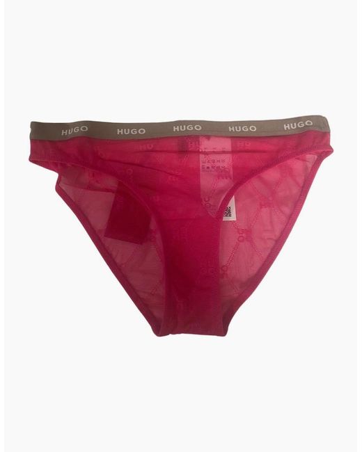 Boss Pink Sporty Logo Lace Brief, Bright