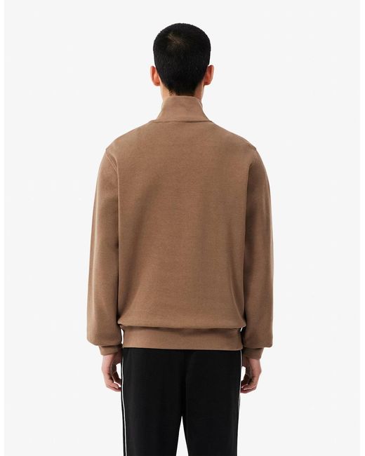 Lacoste Natural Zippered Stand-Up Collar Cotton Sweatshirt for men