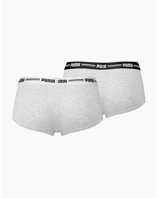 PUMA Gray 2-Pack Striped Logo Mid-Rise Mini Shorts, Melange