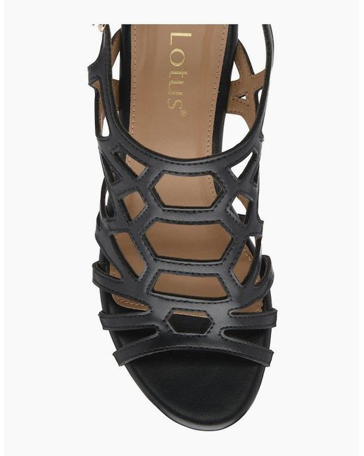 Lotus Black Rhi Wedge Sandals