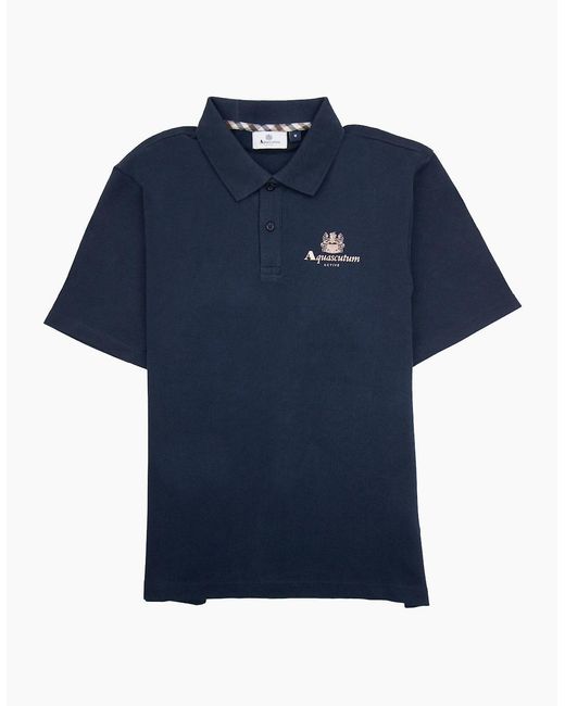 Aquascutum Blue Active Pique Logo Polo for men