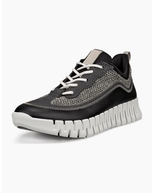 Ecco White Gruuv Leather & Textile Trainers