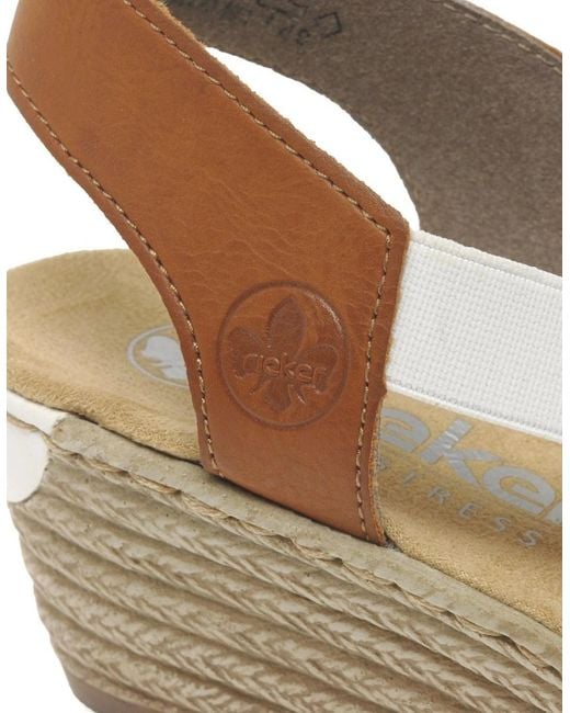 Rieker White Alula Wedge Heel Sandals