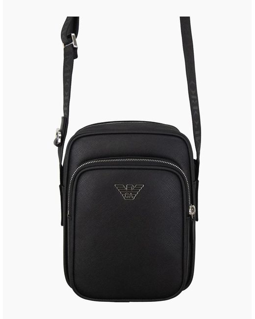Emporio Armani Black Asv Regenerated Saffiano Leather Shoulder Bag for men