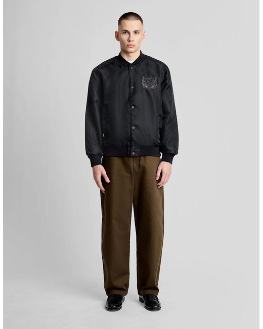 Lyle & Scott Gray Embroidered Crest Varsity Jacket for men