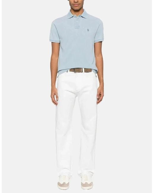 Ralph Lauren Blue Custom Slim Fit Mesh Polo Shirt Light for men