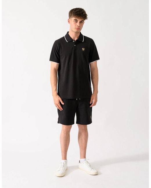 Belstaff Black Tipped Polo Shirt for men