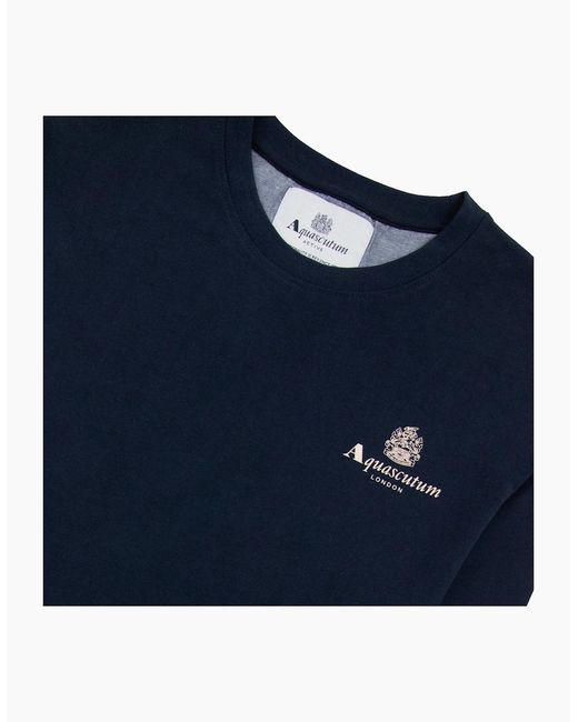 Aquascutum Blue Active Small Logo Crewneck Sweatshirt 11 for men