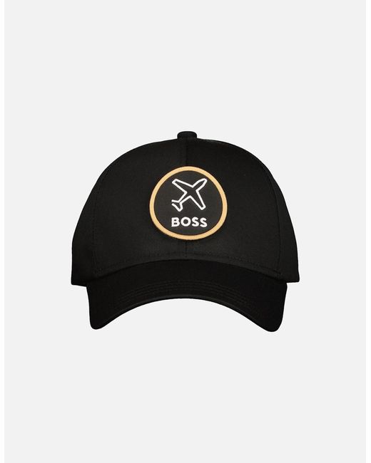 Boss Black Cotton Twill Logo Patch Cap for men