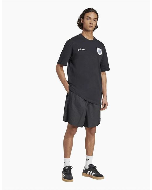 Adidas Originals Black Wordmark Crew Neck Short Sleeve Competition T-Shirt for men