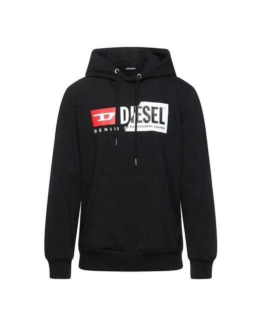 DIESEL Black Cut Logo Hoodie for men