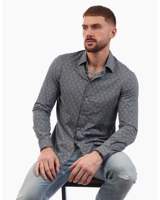 Emporio Armani Gray Slim Fit Shirt for men