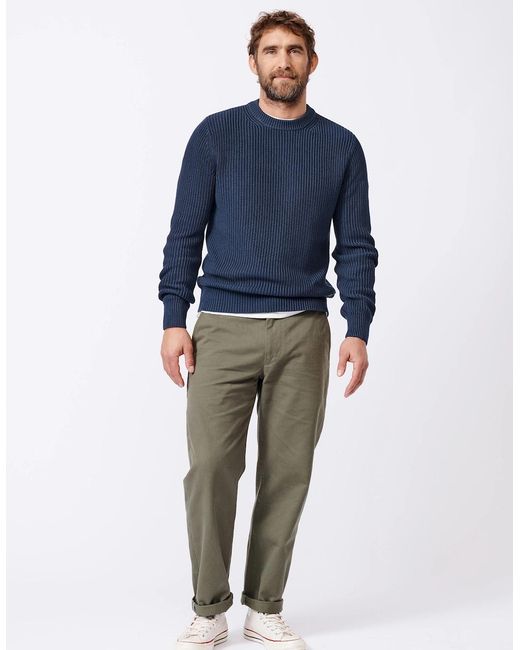 aubi Blue Martin Cotton Ribbed Crew Neck for men