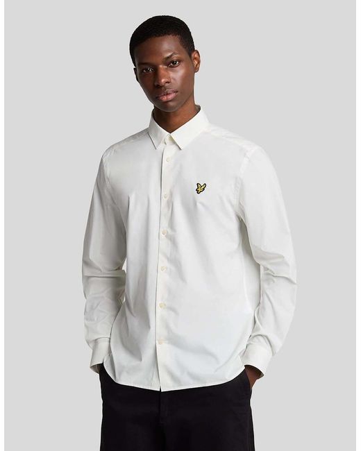 Lyle & Scott White Bamboo Long Sleeve Shirt for men