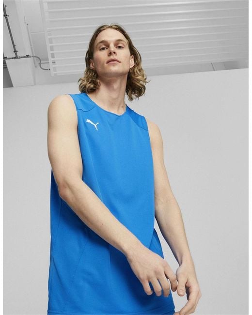 PUMA Blue Hoops Team Reverse Practice Performance Basketball Jersey for men