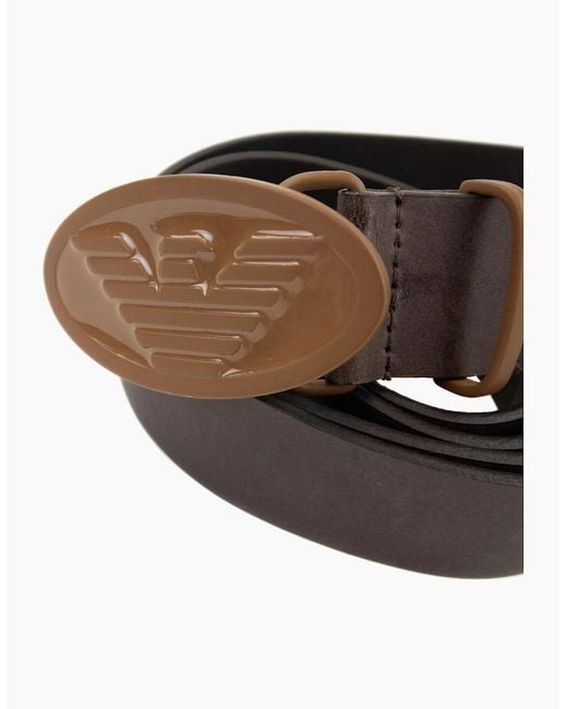 Emporio Armani Brown Eagle Buckle Belt Marrone for men