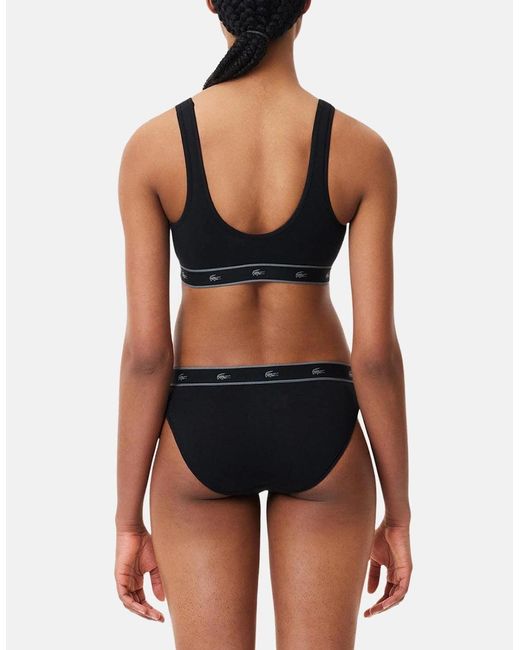 Lacoste Black Essential Stretch Cotton Triangle Bralette