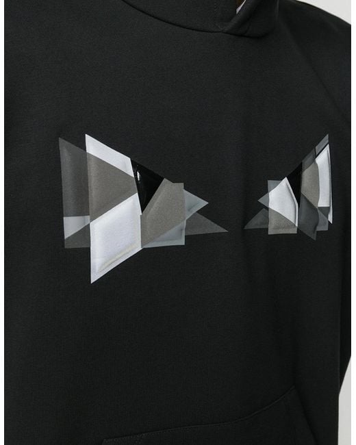 Fendi Black Cubic Bug Eyes Hoodie for men