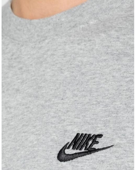 Nike Gray Embroidered Logo Swoosh T Shirt for men