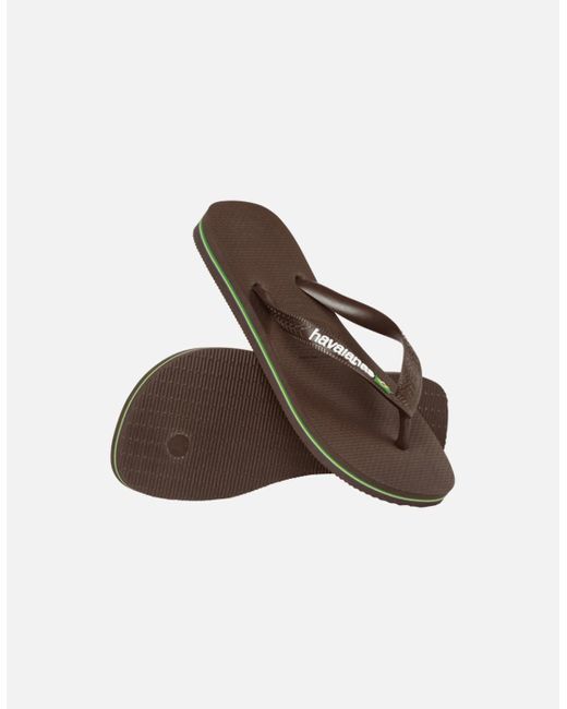 Havaianas Brown Brasil Logo Flip Flops