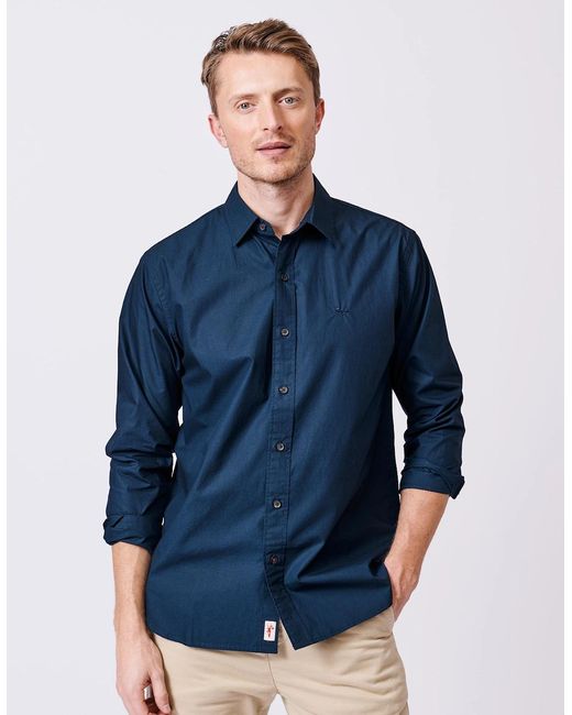 aubi Blue Chase Poplin Shirt for men