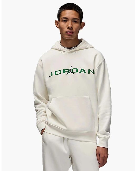 Nike White Jordan Classic Overhead Hoodie Cream for men