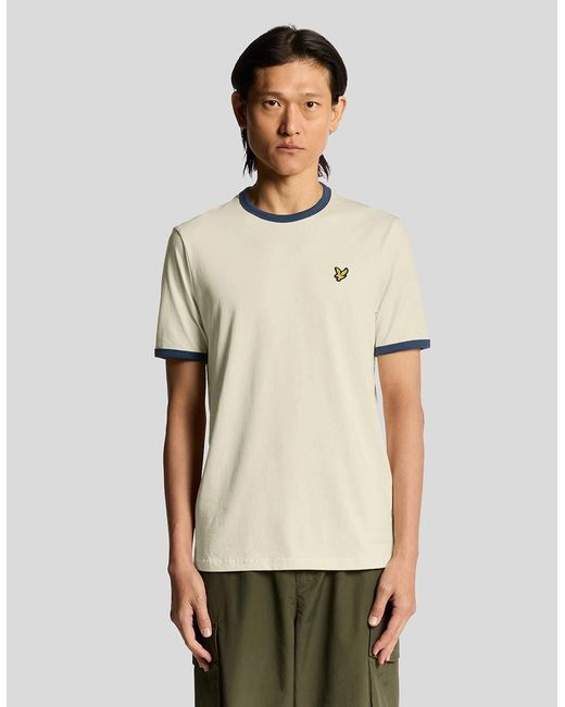 Lyle & Scott Natural Ringer Cotton Crew Neck T-Shirt for men