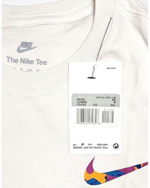 Nike White T Shirts Club Swoosh Hdy Print Short Sleeve Summer Sportswear for men