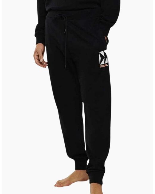 DIESEL Black Plain Sweatpants for men