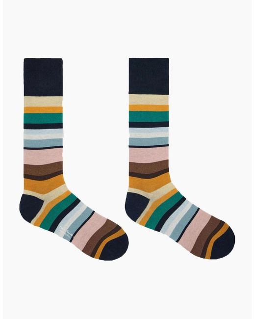 Paul Smith White Marek Stripe Sock Stripe for men