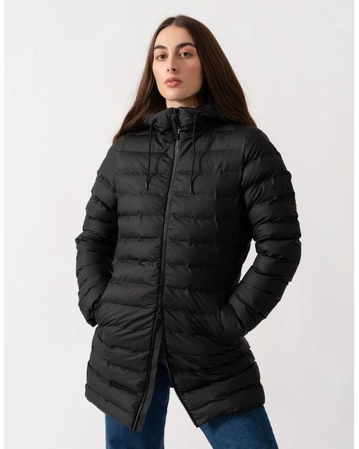 Rains Blue Lohja Long Puffer Curve Jacket