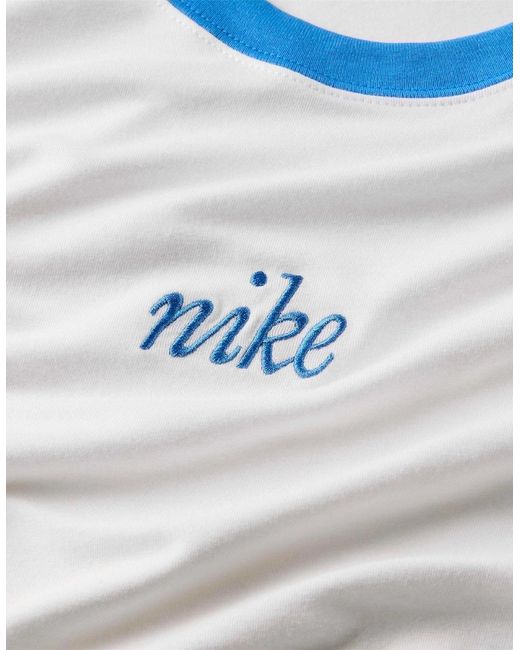 Nike White Crew Neck Lettering Slim Fit Short Sleeve T-Shirt
