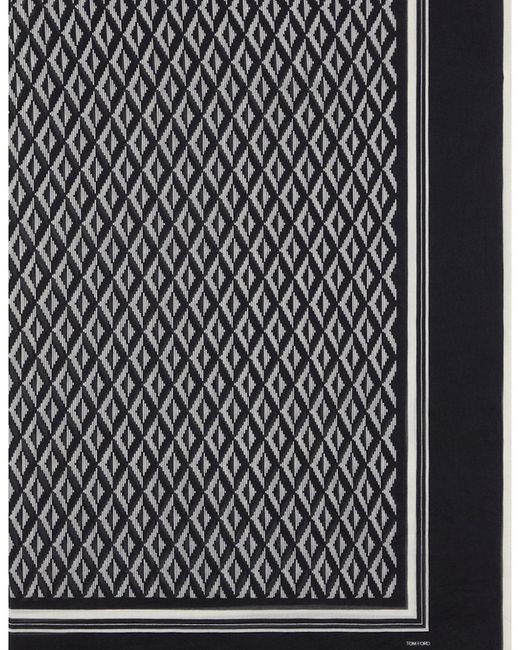 Tom Ford Black Asymmetrical Rhombus Scarf for men