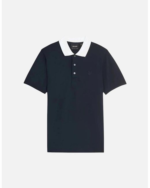 Lyle & Scott Blue Polo Shirt Sp2256 Short Sleeve Superfine Contrast Cotton Tee for men