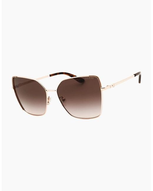 Guess Brown Shiny Rose Framed Gradient Lens Sunglasses