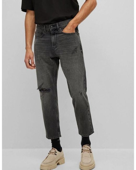 Boss Gray Cotton 340 Jeans for men