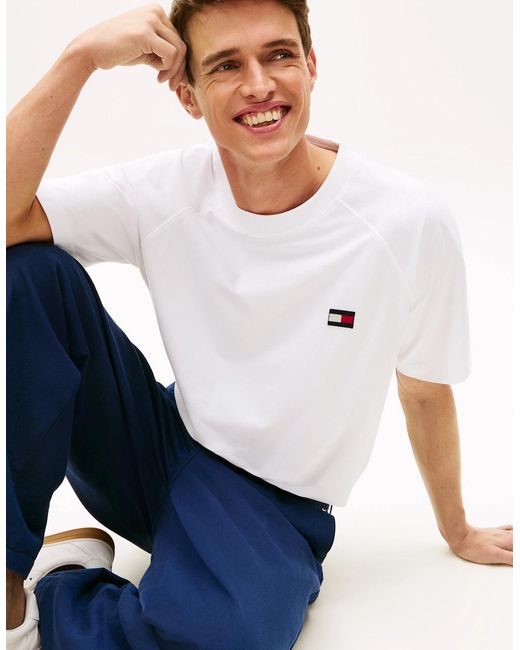 Tommy Hilfiger White Tommy Flag Elevated T-Shirt for men
