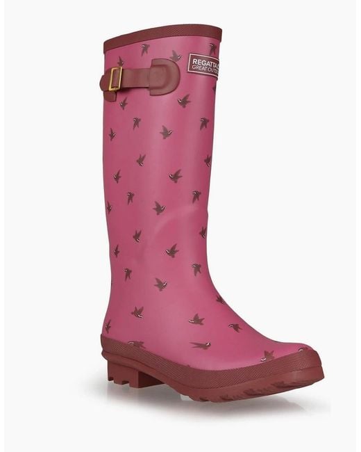 Regatta Purple Lady Fairweath Graphic Print Wellington Boots