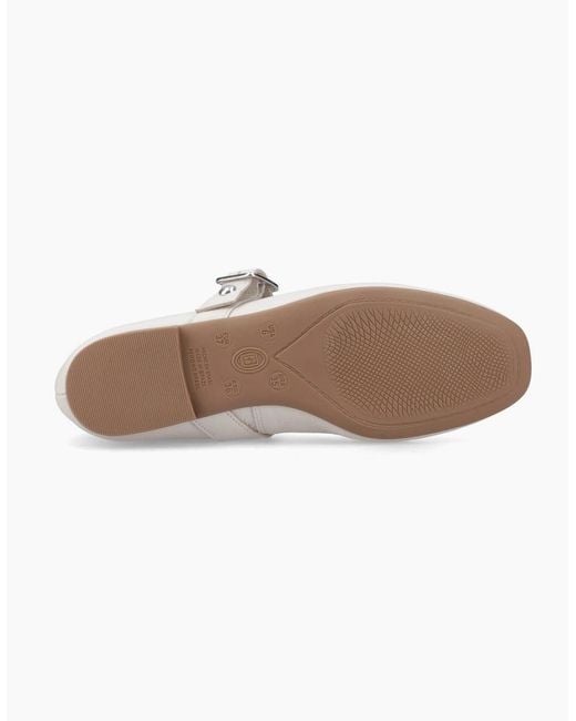 Hush Puppies White Charlene Stud Ballerina Leather Ivory Flats