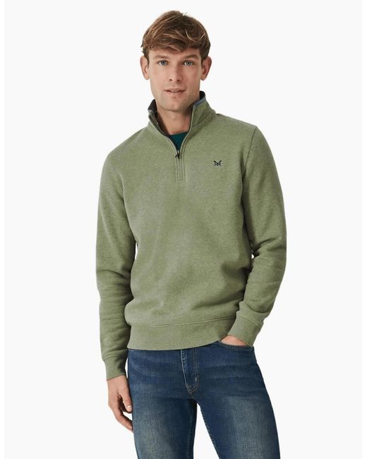Crew Green Classic Half Zip Sweatshirt for men