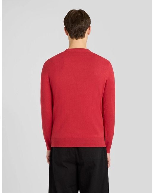 Lyle & Scott Red Cotton Merino Crew Neck Jumper for men