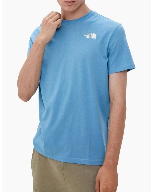 The North Face Blue T Shirts Crew Neck Short Sleeve Box Cotton Tee for men