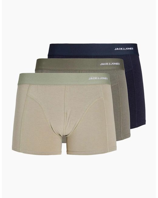 Jack & Jones Blue Jac Gabriel Bamboo Trunks 3 Pk Smokey//Seagrass