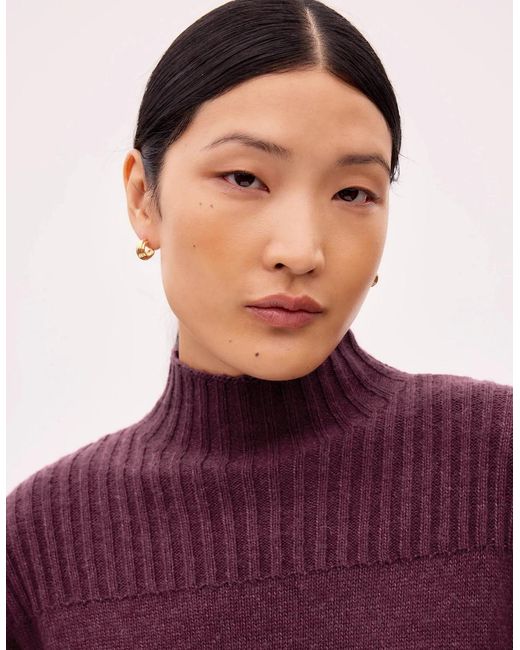 Ro&zo Purple Burgundy Rib Knit High Neck Dress