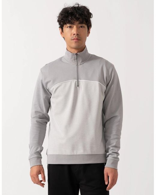 Boss Gray Boss Loungewear Tracksuit 1/4 Zip Jacket 50545583 for men