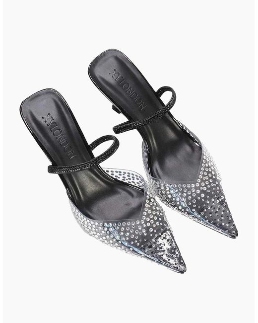 XY London White Ladies Tia Patent Perspex Court Shoes