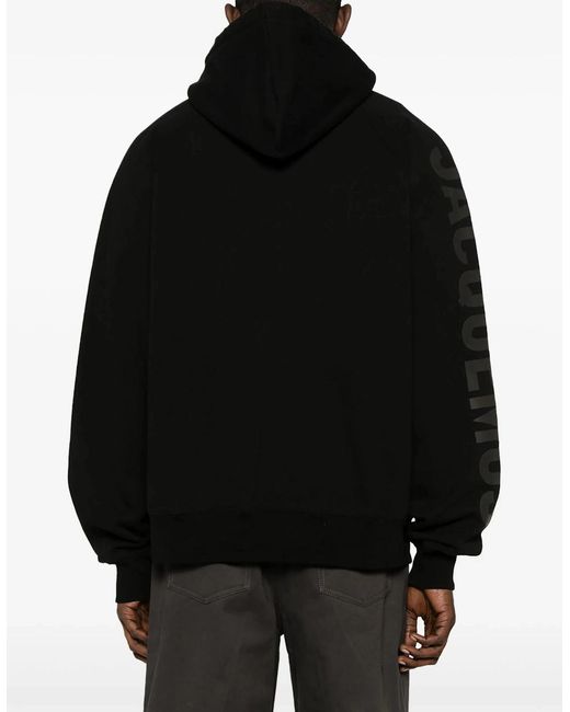 Jacquemus Black Typo Cotton Hoodie