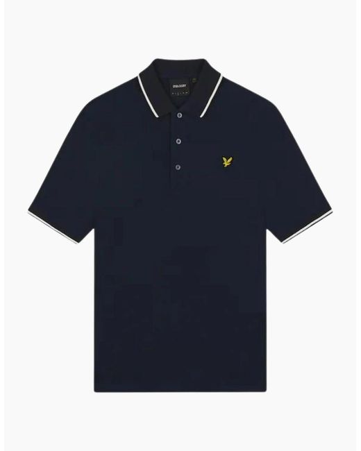 Lyle & Scott Blue Lyle & Scott Tipped Collar Dark Polo Shirt for men