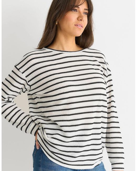 Gini London Gray Mono Stripe Oversized Knit Jumper