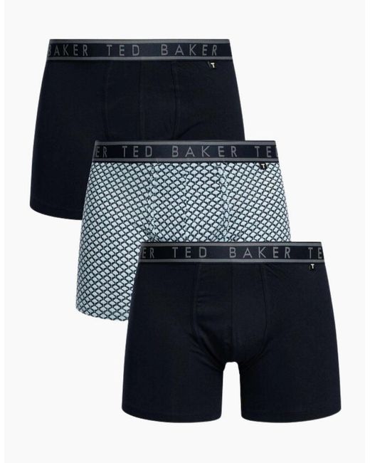 Ted Baker Blue 3-Pack Palms Print Boxer Briefs for men